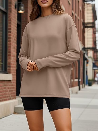 Queen Womens Spring Tops Oversized Long Sleeve T Shirts 2026 Basic Tee Fall Casual Workout Y2K Clothes