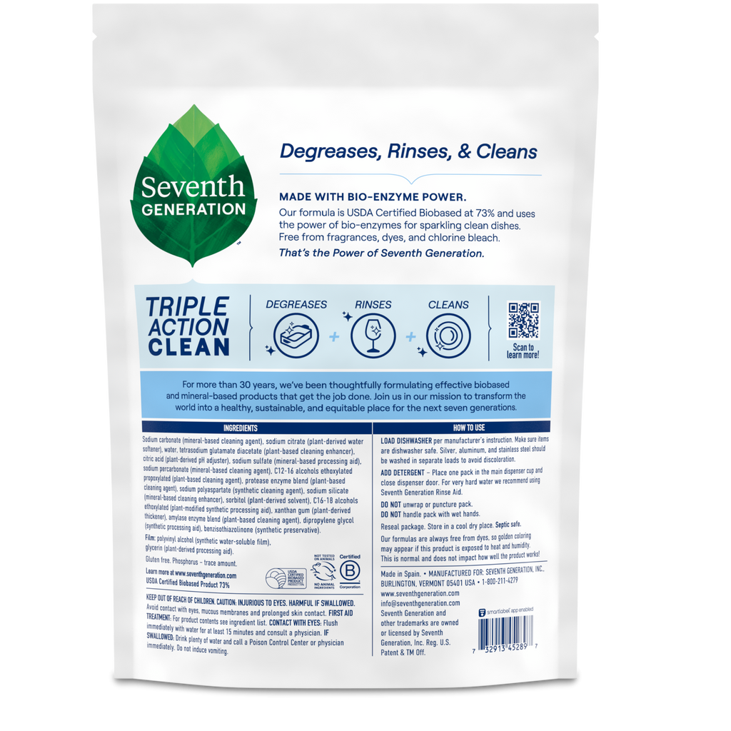 Multi-Chamber Dishwasher Detergent Packs - Free & Clear