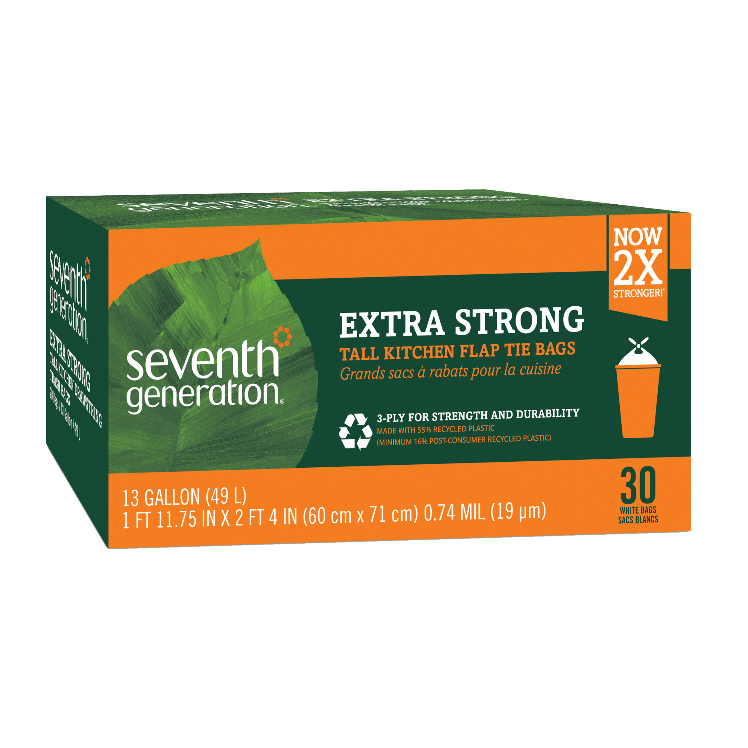 Extra Strong Tall Kitchen Flap Tie Trash Bags - 13 gallon