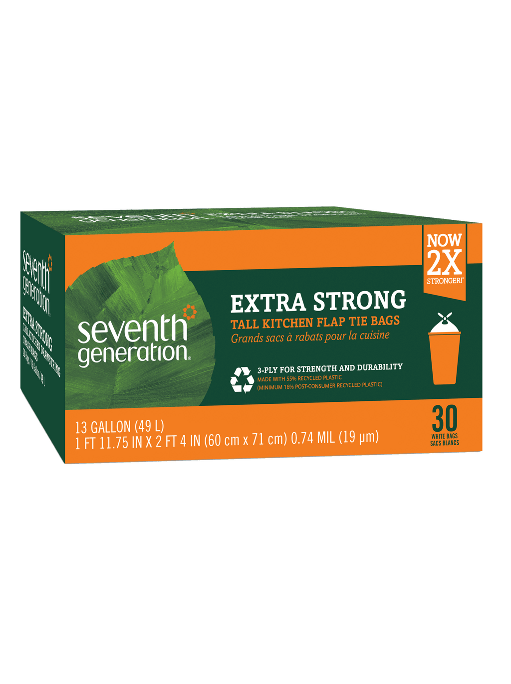 Extra Strong Tall Kitchen Flap Tie Trash Bags - 13 gallon