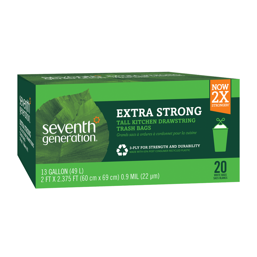 Extra Strong Tall Kitchen Drawstring Trash Bags - 13 gallon