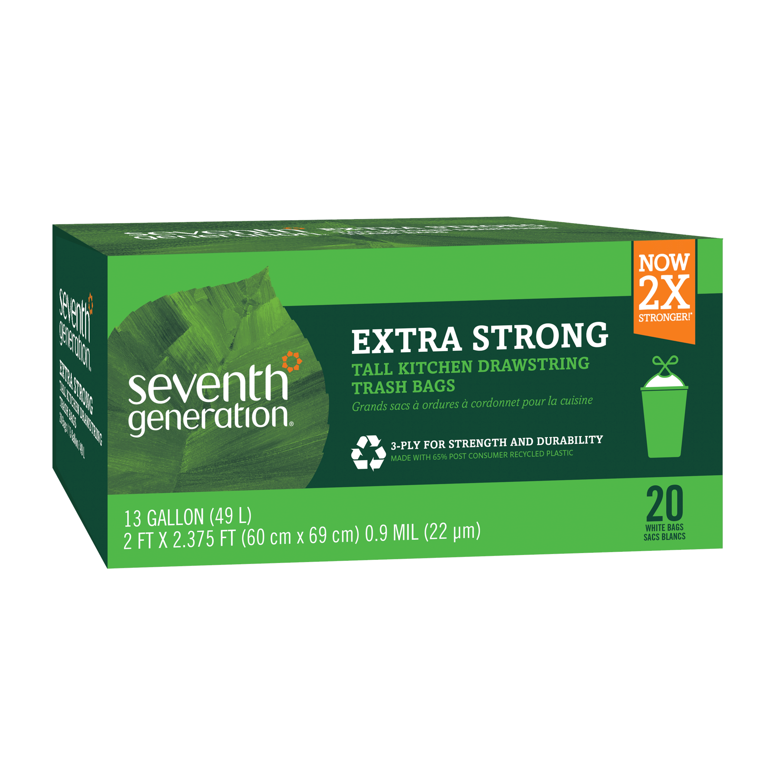 Extra Strong Tall Kitchen Drawstring Trash Bags - 13 gallon